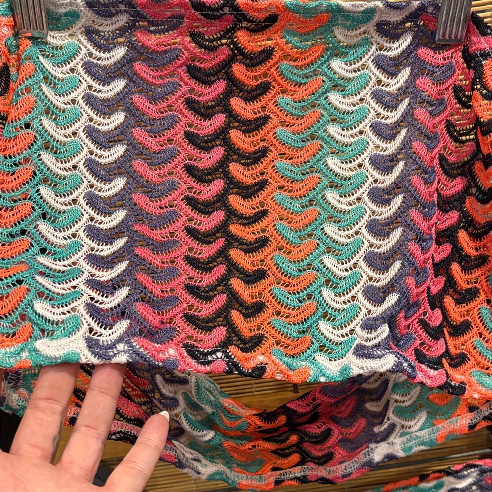 Multicolor Wave-Striped Skirt Set — Coral, Teal, Navy, Black, White - Picture 4 of 5